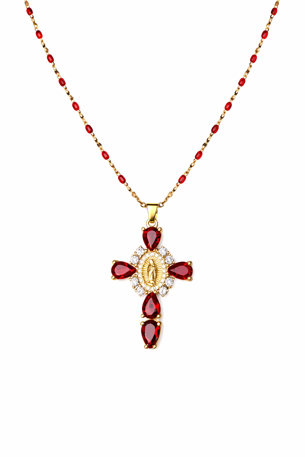 Collier Croix Rubis Sacré