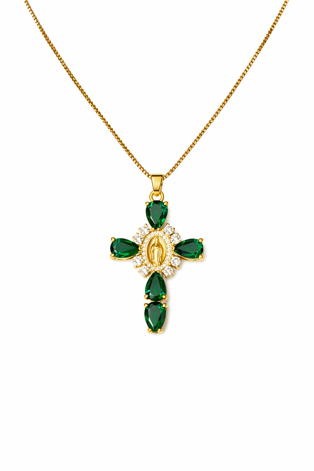Collier Croix Émeraude
